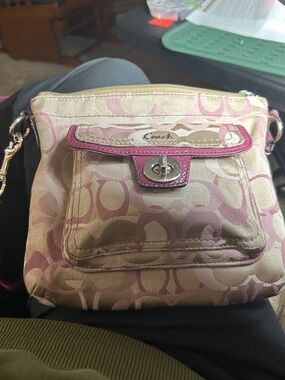 Coach Lilac and Pink Signature Crossbody with Detachable Strap (Penelope)